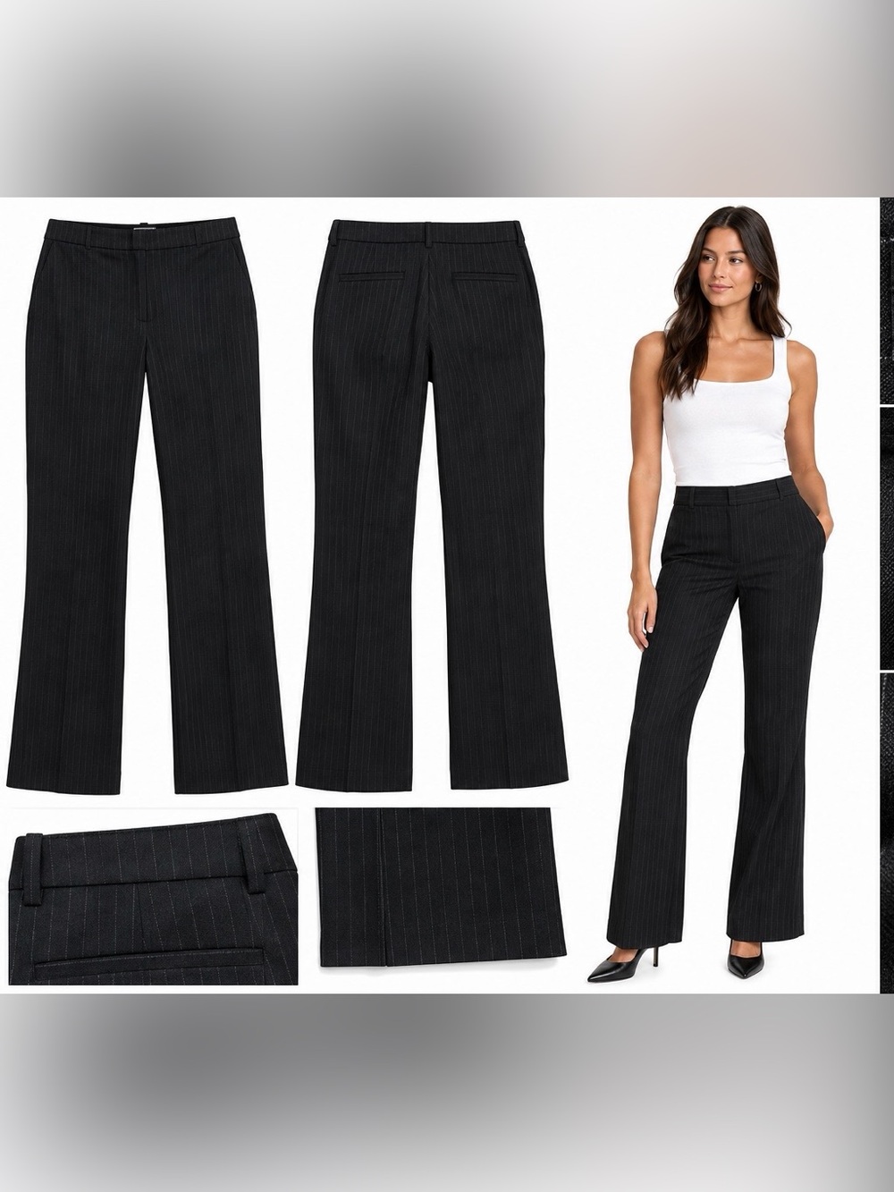 White House Black Market Women’s 4R Black Pinstripe Wool Modern Bootcut Pants